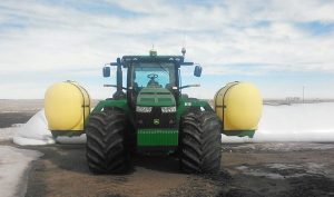 Lakestate Mfg tractor tank mounts on a tractor with Floater tires